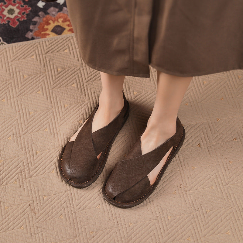 Handmade Roman Sandals Women's Toe Cap Side Empty Slip-on - Bellarte Enchanté Handmade Roman Sandals Women's Toe Cap Side Empty Slip-on
